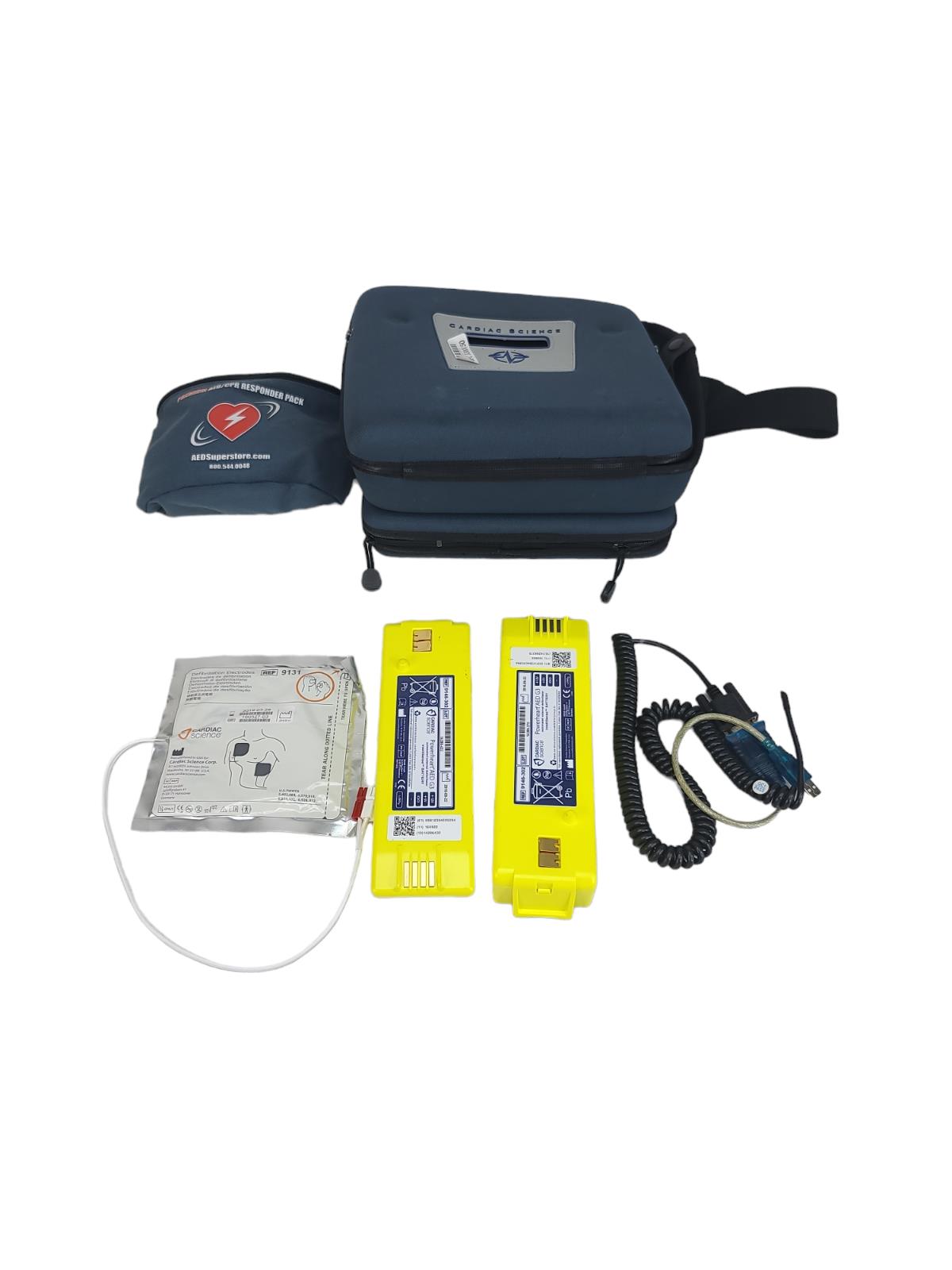 CARDIAC SCIENCE POWERHEART AED G3 two batteries with other accessories