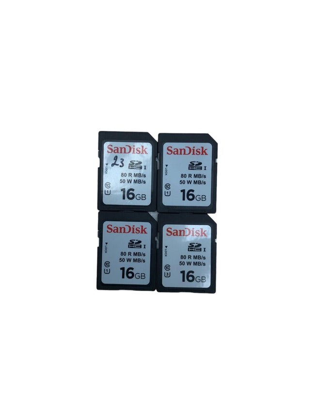 Lot of 4 Sandisk 16GB 80 R MB/s 50 W MB/s