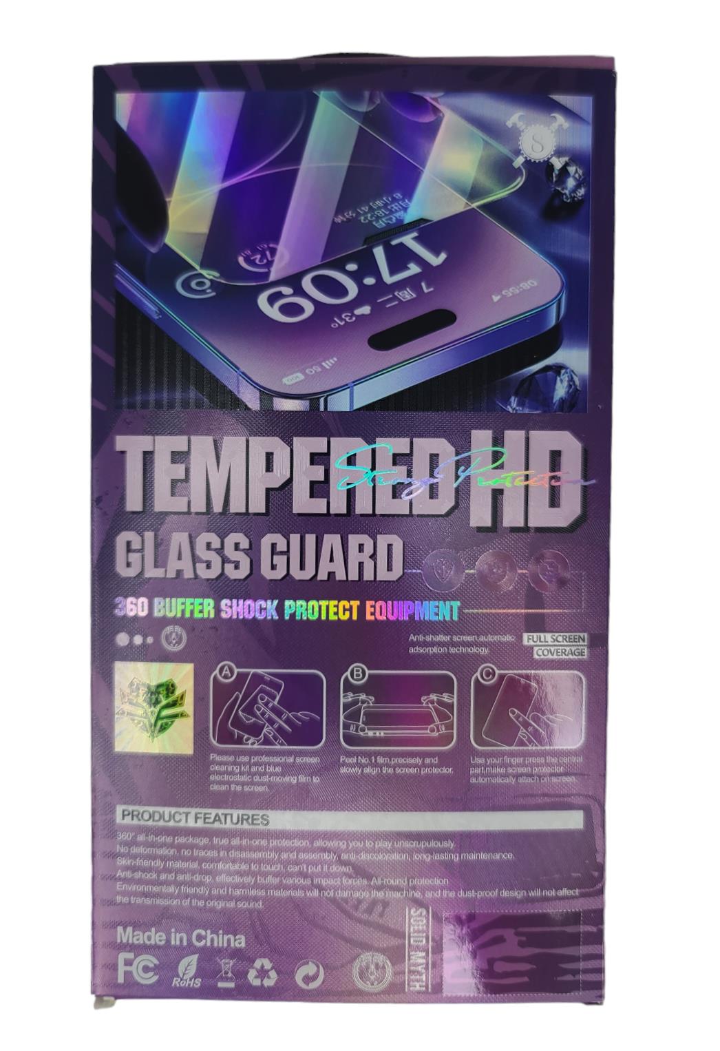 Large Arc Glass Guard 360 Buffer Shock IPhone 15 Pro Max Full Screen Protector