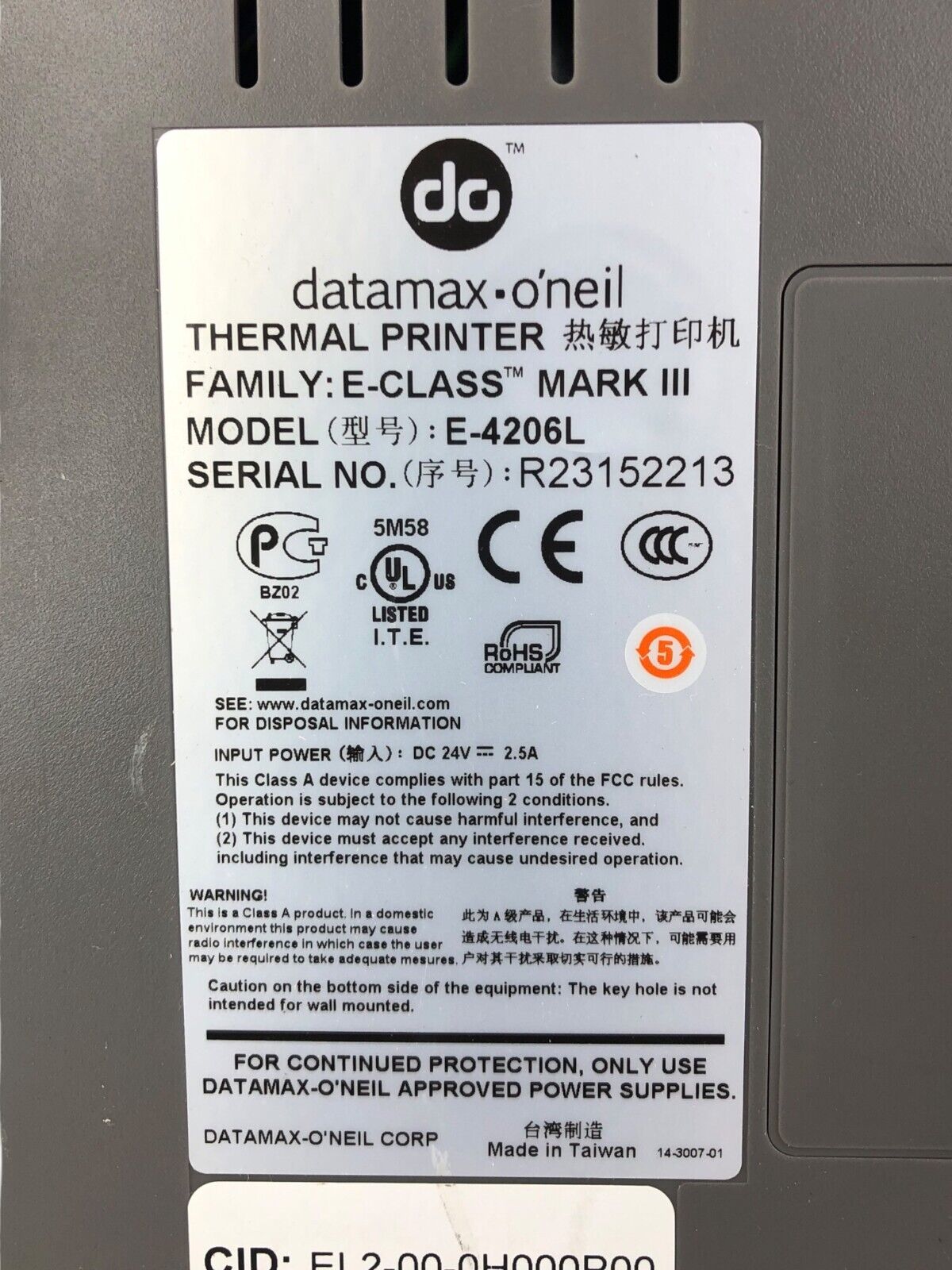 Datamax O'neil Mark III E-4206L