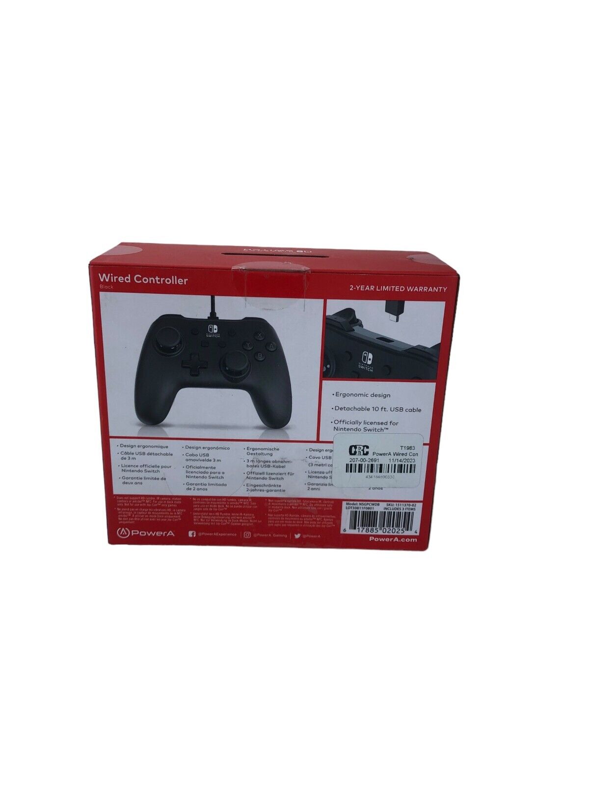 PowerA Wired Controller for Nintendo Switch (Black) New