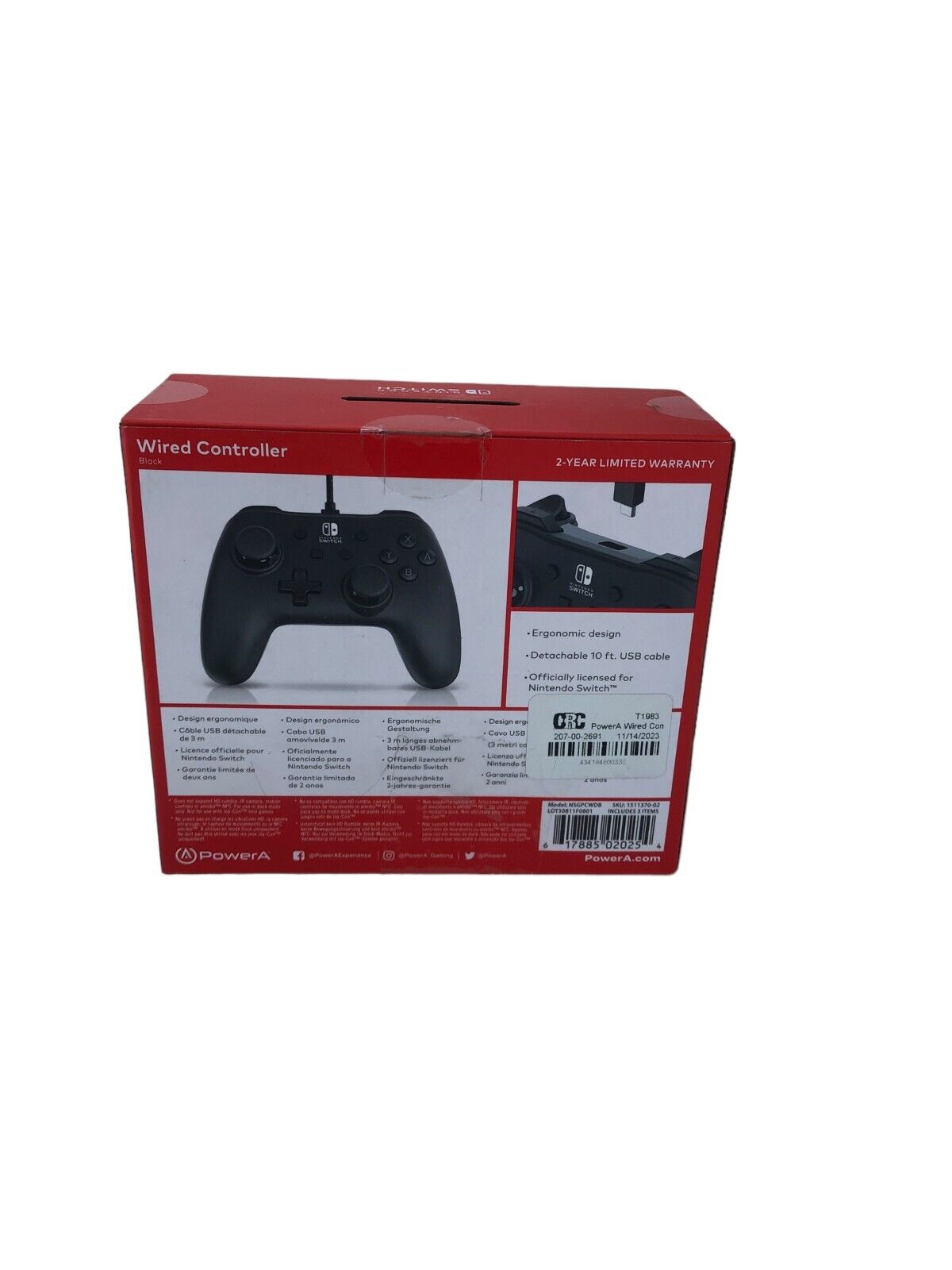 PowerA Wired Controller for Nintendo Switch (Black) New