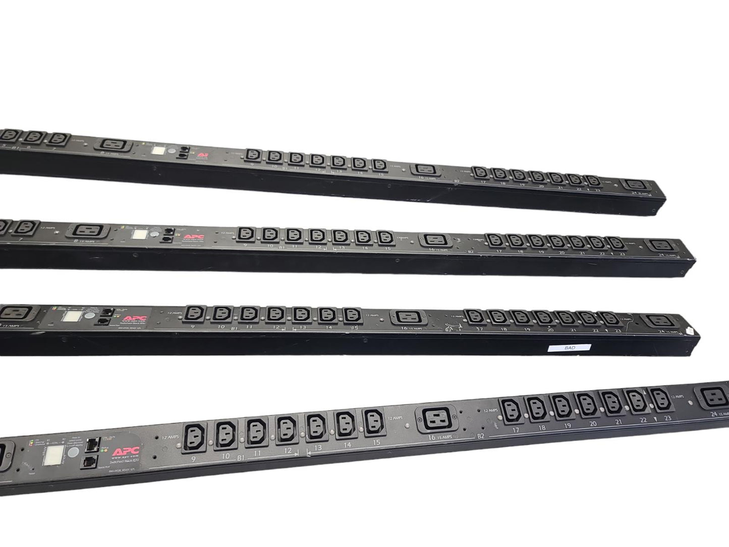 Lot of 4. APC AP7941 SWITCHED RACK PDU 24 OUTLET 200-240 VAC 24A