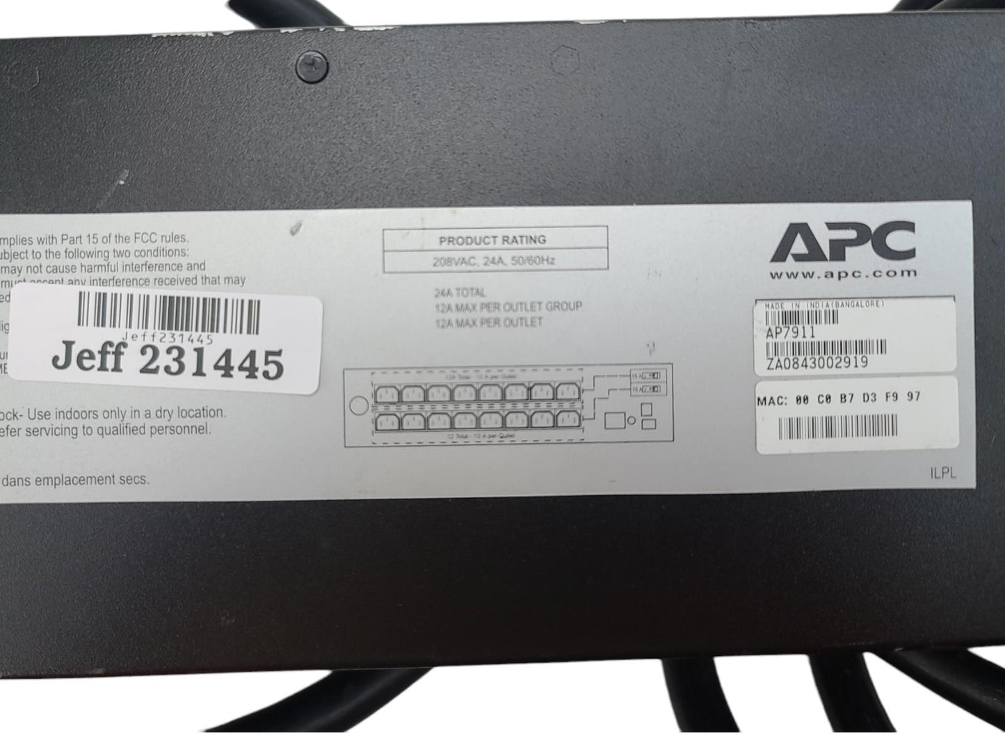 Lot of 2. APC 2U Rack Mount PDU Power Strip AP7902 L5-30 30A 120V 16x5-20R