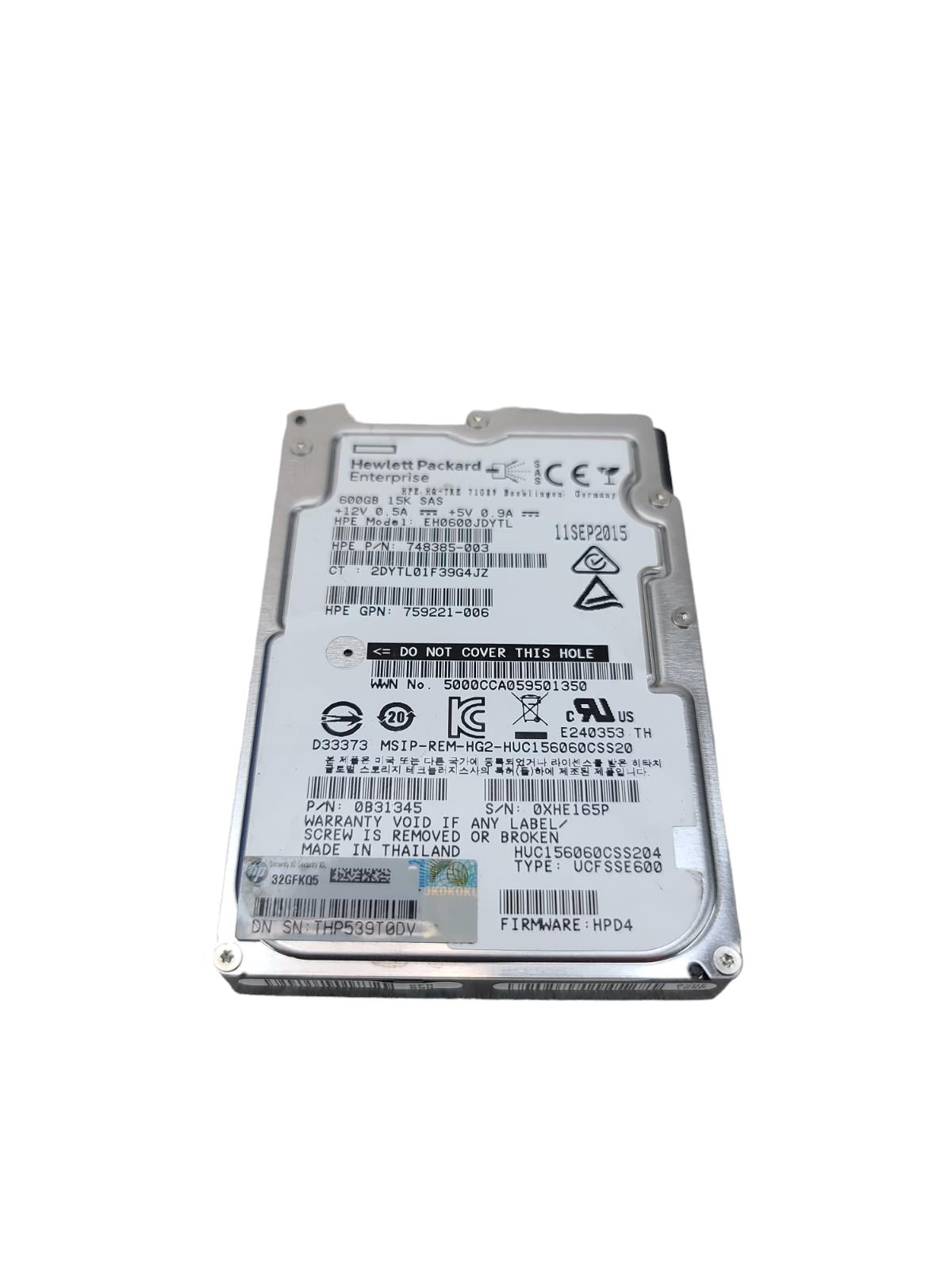 Hewlett Packard Enterprise 600GB 15K SAS EH0600JDYTL