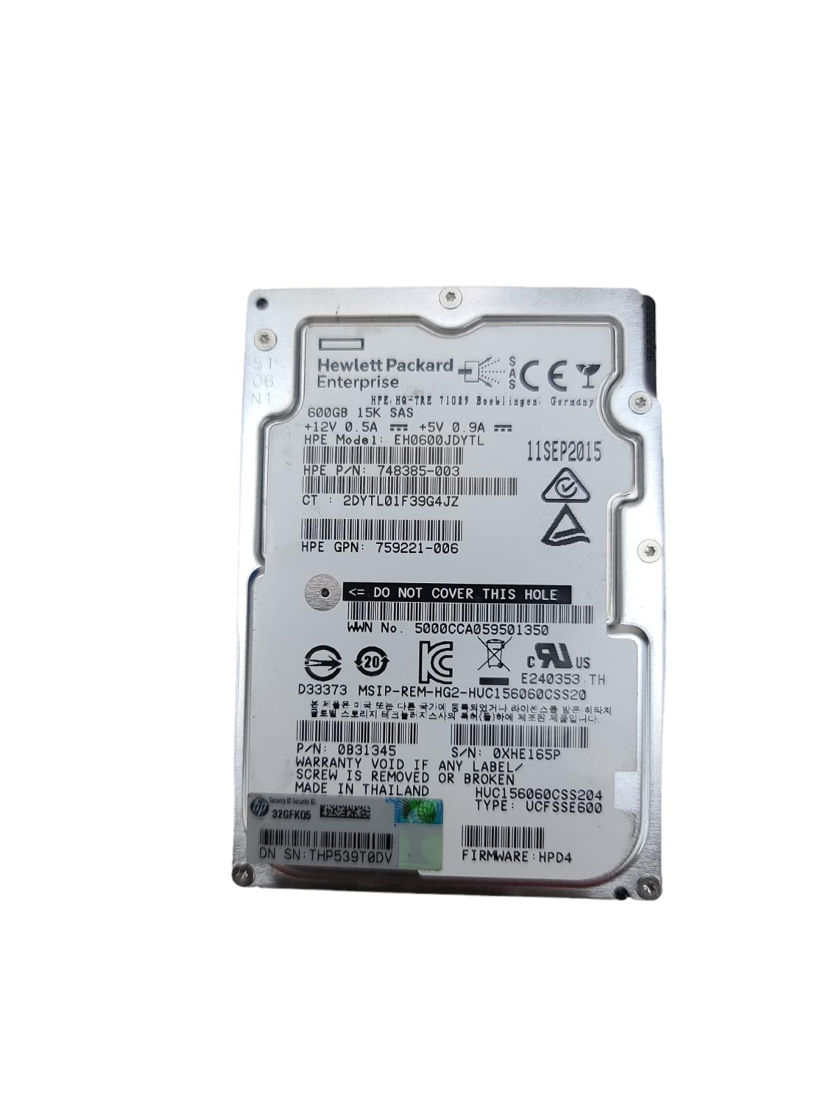 Hewlett Packard Enterprise 600GB 15K SAS EH0600JDYTL