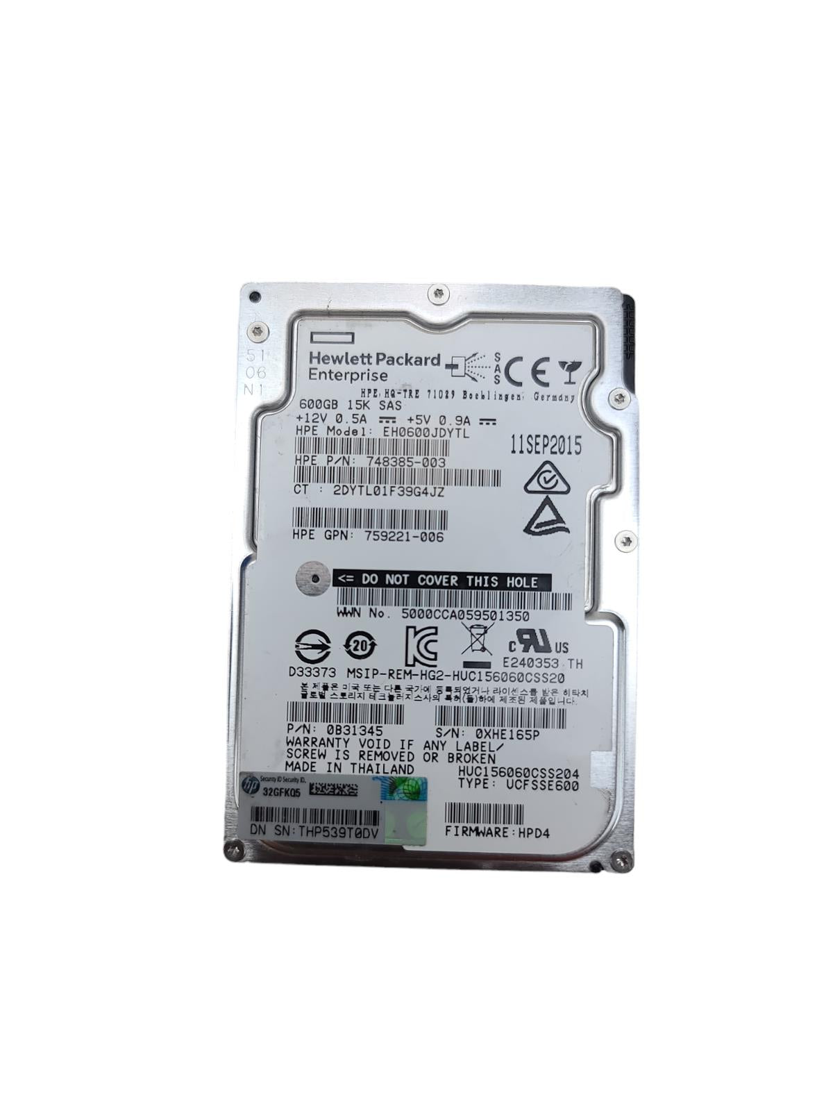 Hewlett Packard Enterprise 600GB 15K SAS EH0600JDYTL