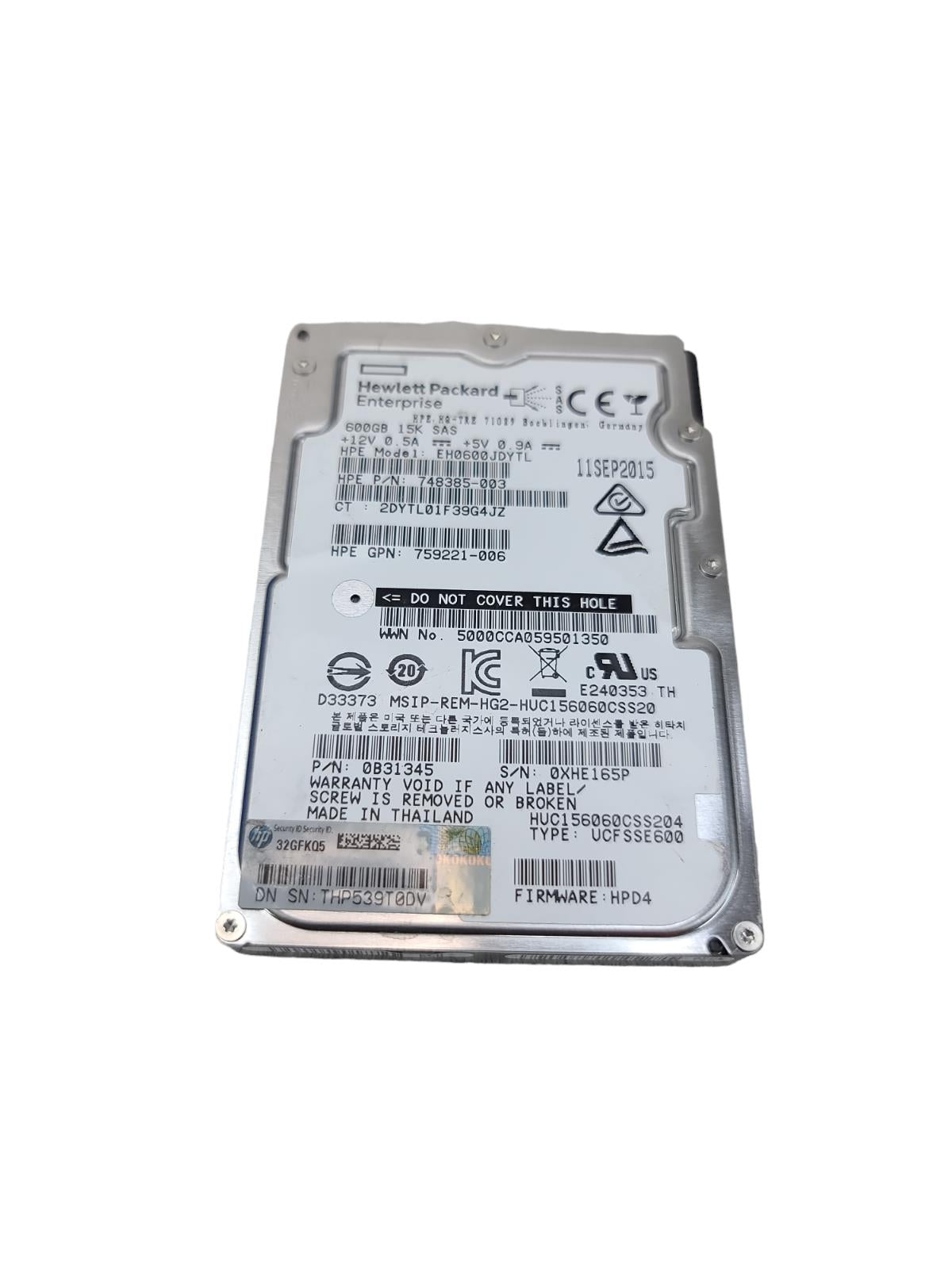 Hewlett Packard Enterprise 600GB 15K SAS EH0600JDYTL