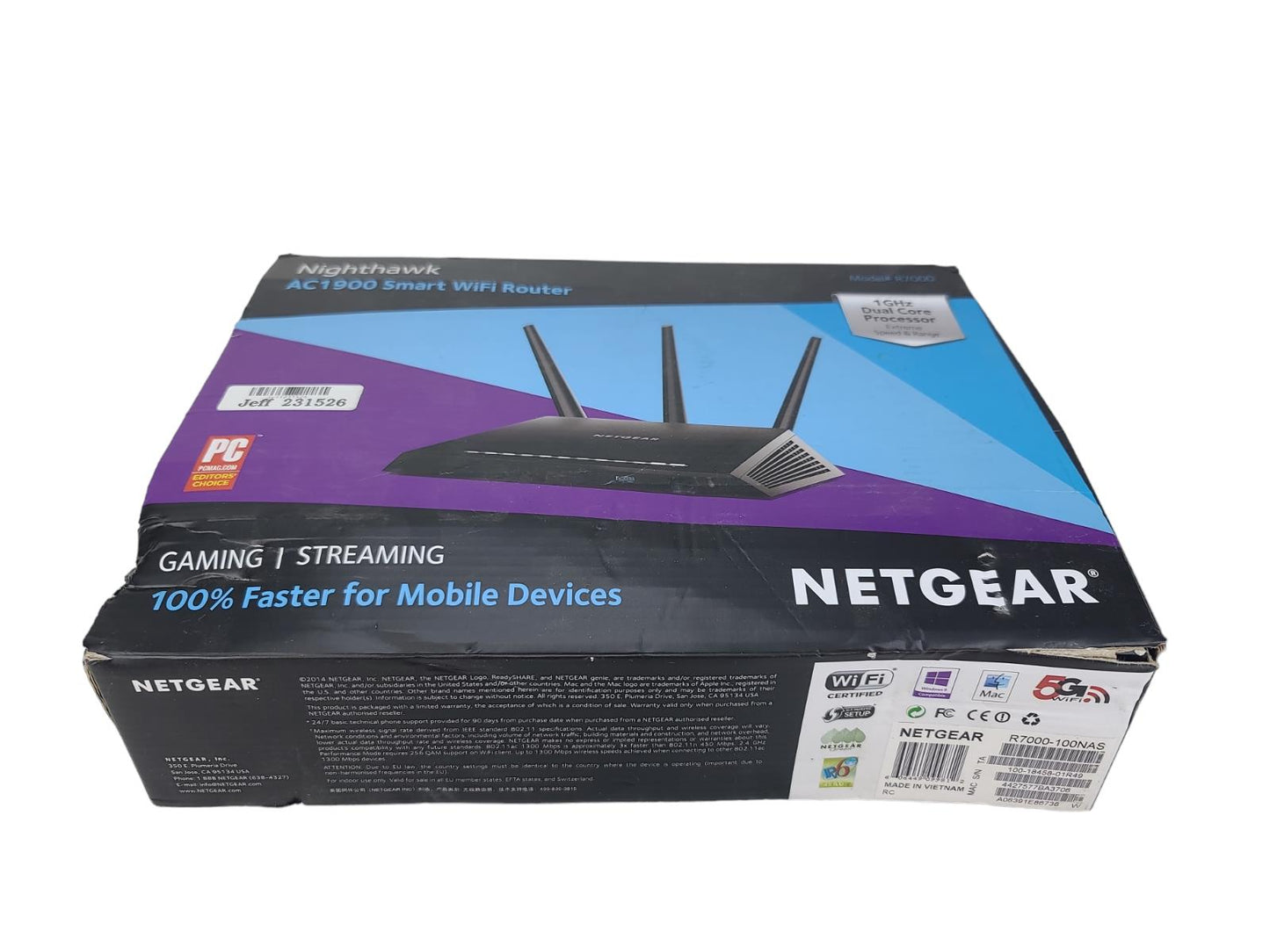 NETGEAR Nighthawk R7000 Smart WiFi Wireless Router AC1900