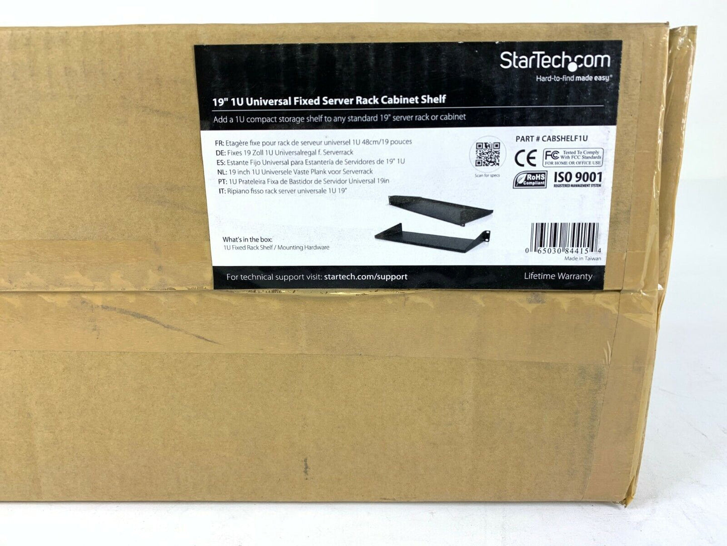 New StarTech 19-Inch 1U Universal Fixed Server Rack Cabinet Shelf ORIGINAL BOX