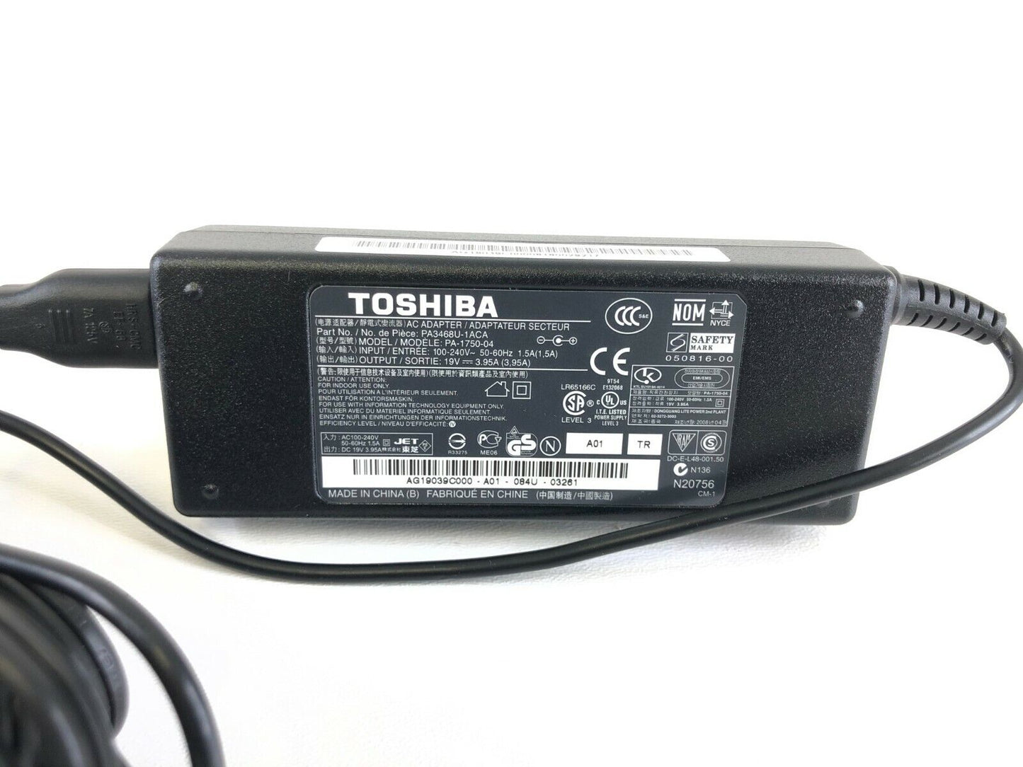 Genuine Toshiba 75W Power Adapter Charger PA-1750-04 PA3468U-1A