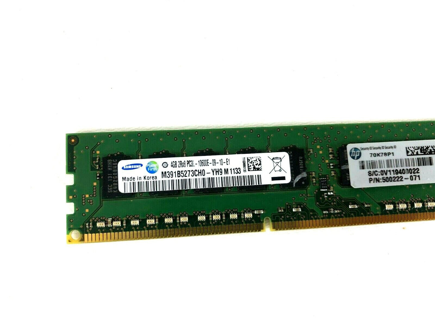 Samsung M391B5273CH0-YH9 Samsung 64Y9570 4GB DDR3 PC3L-10600E ECC Server Ram