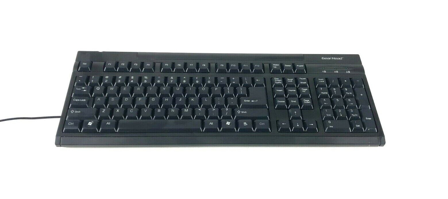 Gear Head KB2500U USB Wired Quiet Type Keyboard Black