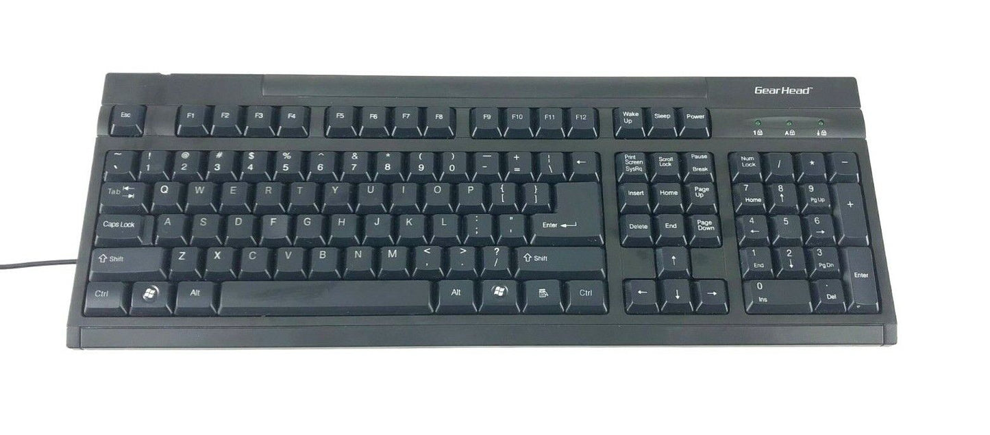 Gear Head KB2500U USB Wired Quiet Type Keyboard Black