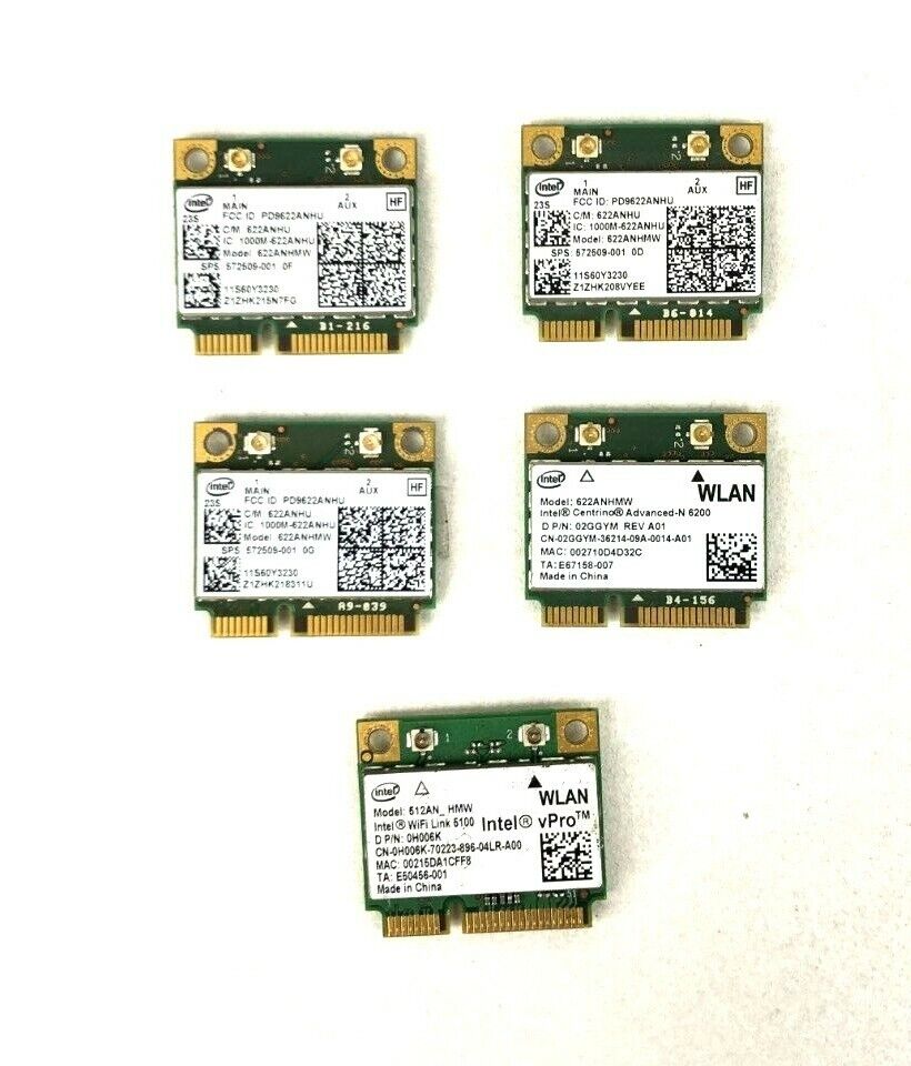 Lot of 5 mix Intel Centrino 622ANHMW WiFi WLAN Half Mini Card