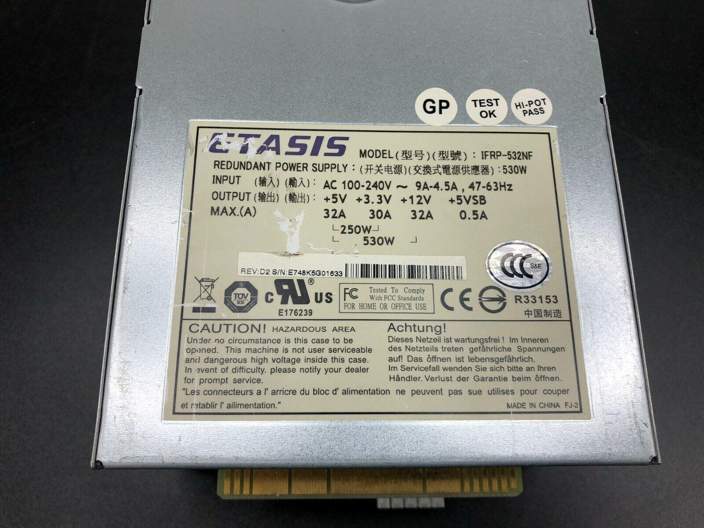 ETASIS IFRP-532NF IFRP-532NFE 530W Disk Array Power Supply 9273ECPSU