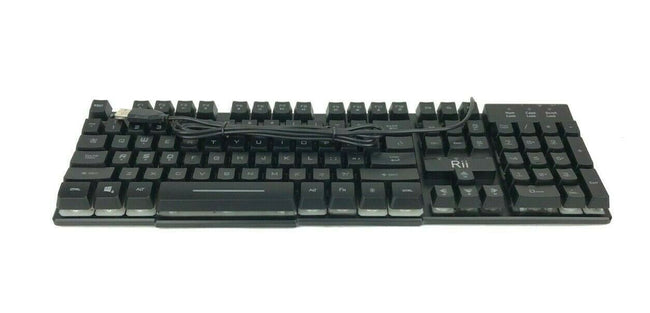 Rii RK100+ black Gaming Keyboard USB Wired Multiple Colors Rainbow LED