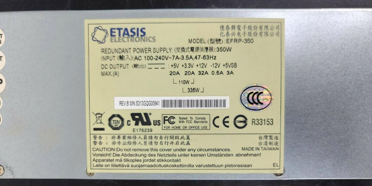 EFRP-350 ETASIS 350W REDUNDANT POWER SUPPLY FOR SNAPSERVER