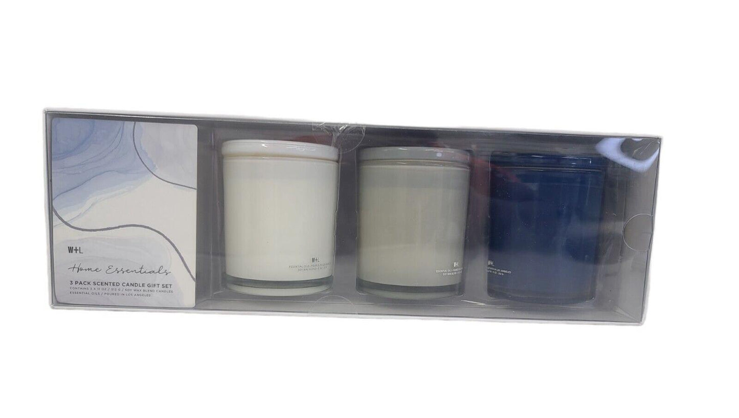 W + L HOME ESSENTIALS 3 PACK SCENTED CANDLE GIFT SET