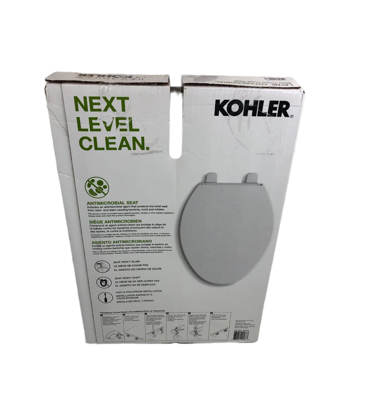 Kohler 1600327 Layne Antimicrobial Slow-Close Elongated Toilet Seat White LN