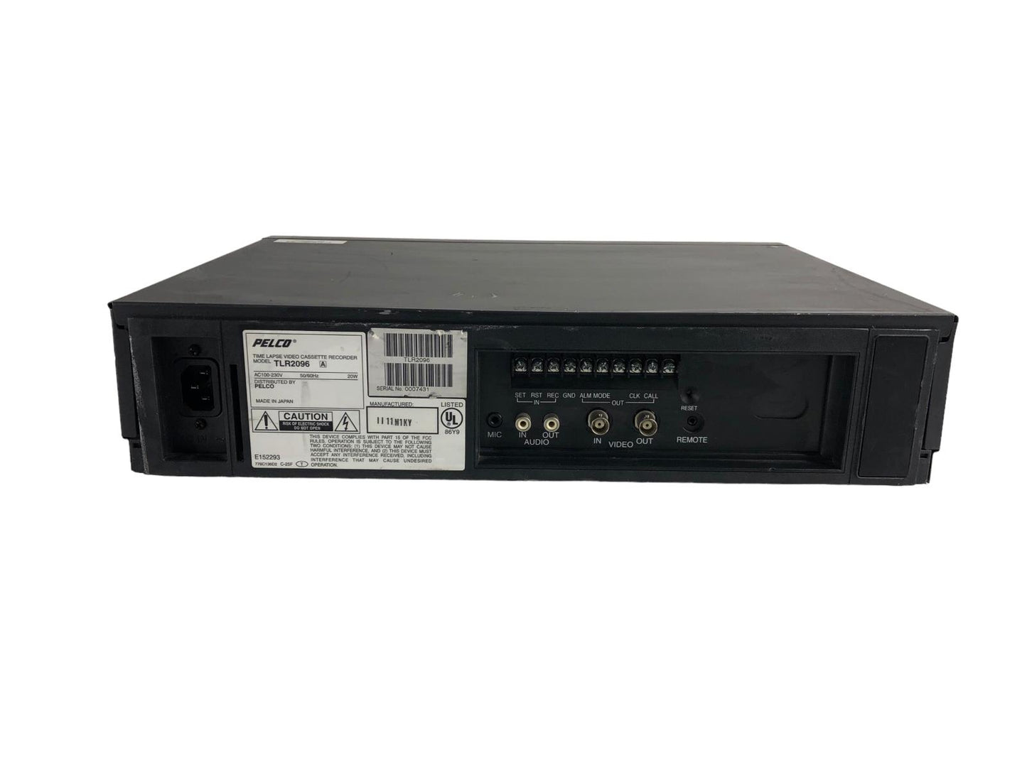 Pelco 4-Head VCR Model TLR 2096 96H Time Lapse Video Recorder  U6A