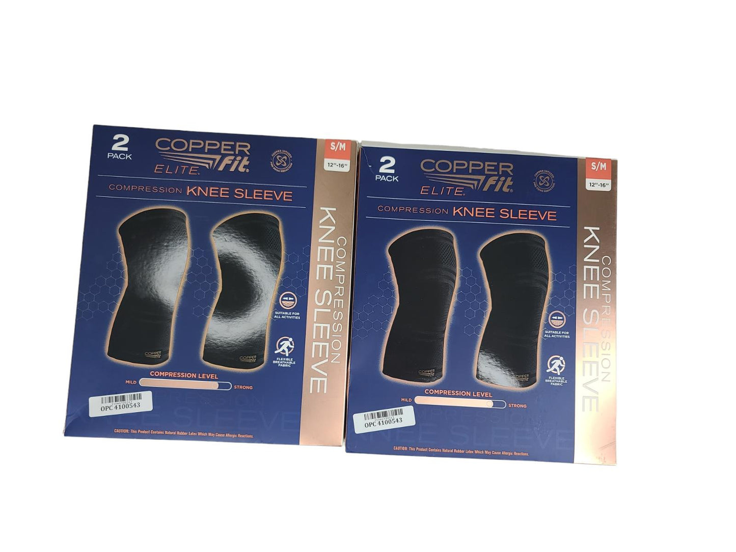 Lot of 2 Copper Fit Elite Compression Knee Sleeves S/M 12"-16" Open Box