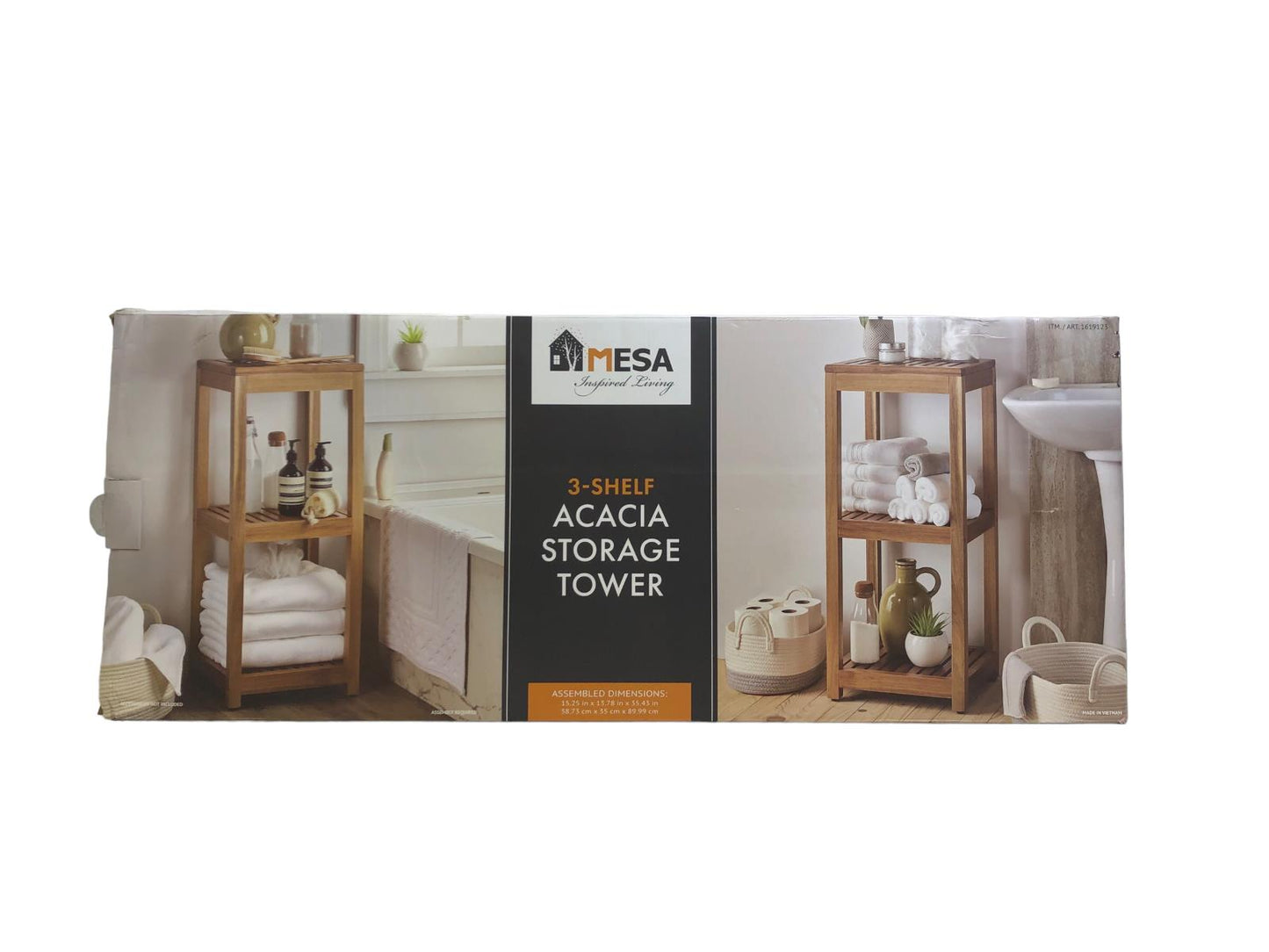 Mesa 3-Shelf Acacia Storage Tower M15B