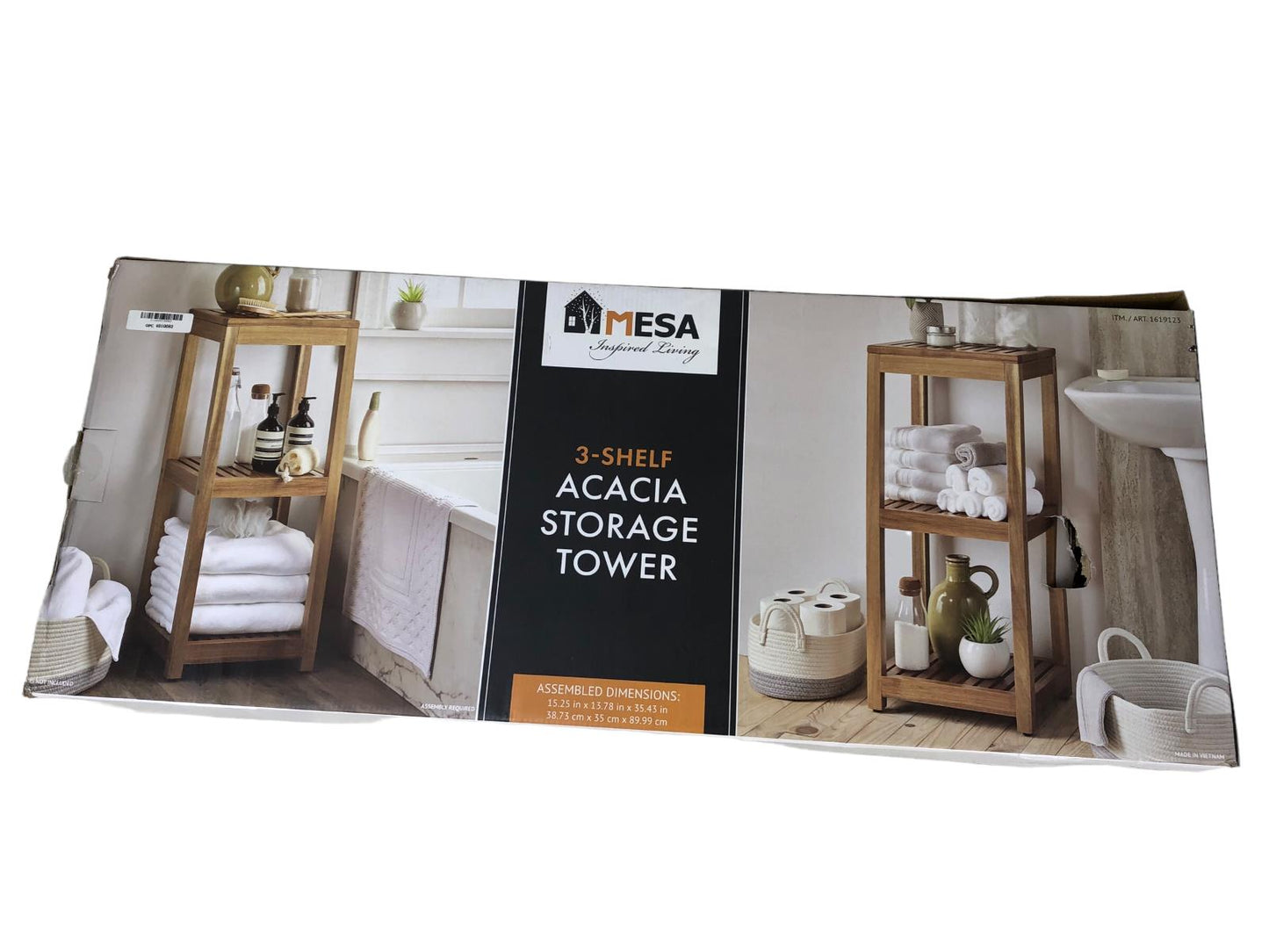 Mesa 3-Shelf Acacia Storage Tower M15B