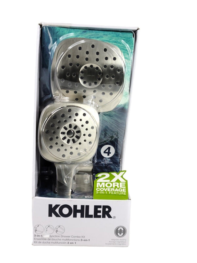 Kohler Adjuste 3-in-1 Multifunction Shower Head Brushed Nickel Silver