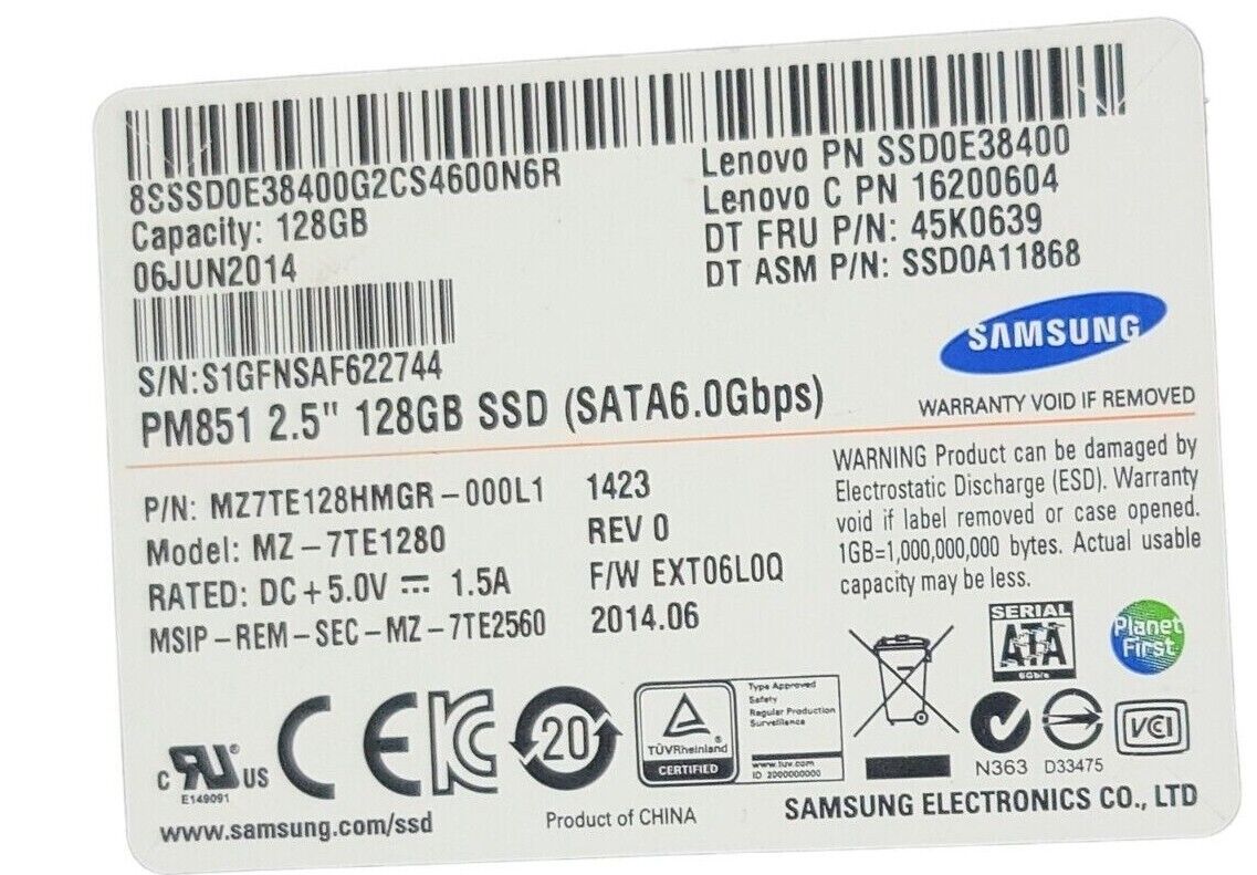 Samsung MZ-7PD128D MZ-7TE1280 MZ-750120 MZ-76E250 MZ-7TE120 MZ-7TE250 MZ-7PD2560