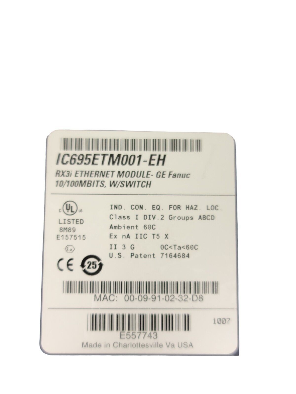 GE Fanuc IC695ETM001-EH RX3i Ethernet Module 10/100MBITS