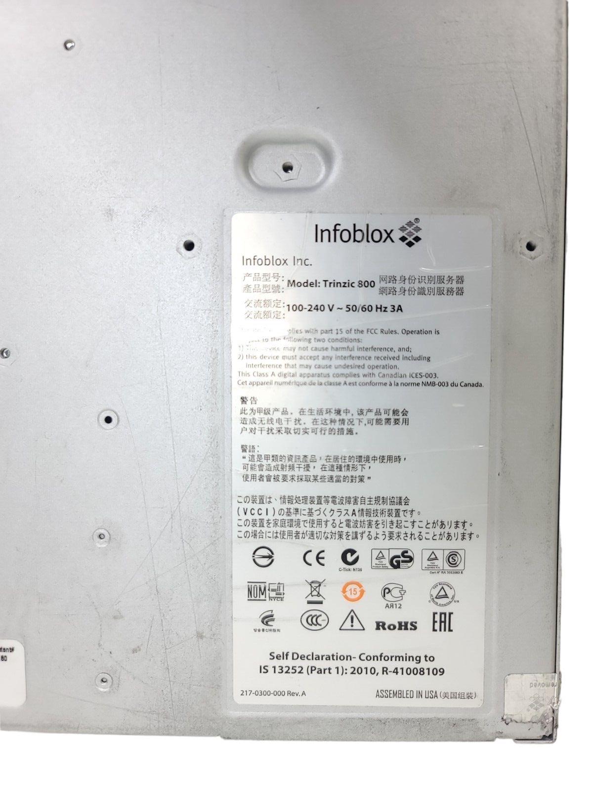 Infoblox Trinzic 800 TE-820-NS1GRID-AC Network Service Appliances