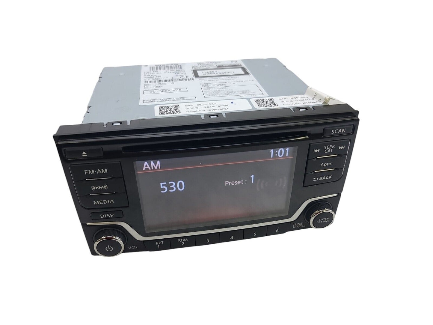 2016 Nissan Panasonic CD XM AM FM Radio Info Display 281854AF2A CQ-FN25E5FX