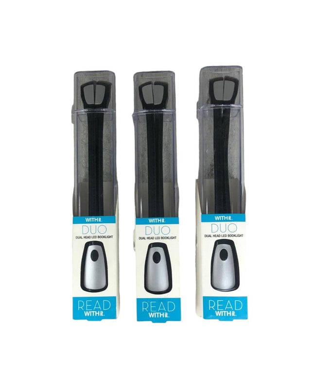Lot Of 3 WITHit Clip On Duo Reading Light Black NEW