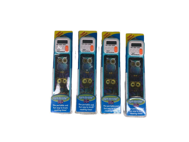 Lot of 4 Mark My Time 3D Digital Bookmark Reading Timer & Tracker (Owl Theme)