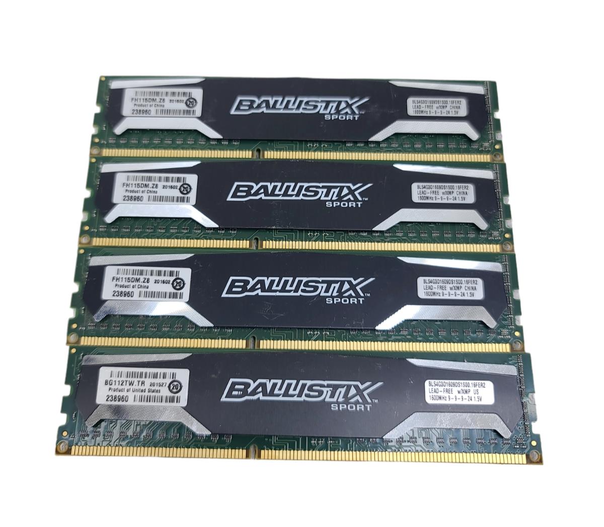 Crucial Ballistix Sport BLS4G3D1609DS1S00.16FER2 DDR3 PC3-12800u 4 x 4GB (16GB)