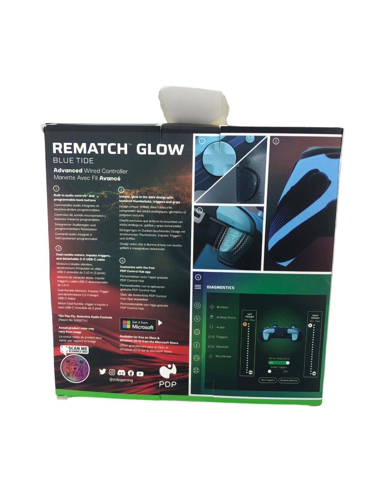 PDP REMATCH GLOW Wired Controller for Xbox Series X|S/Xbox One - Blue Tide New