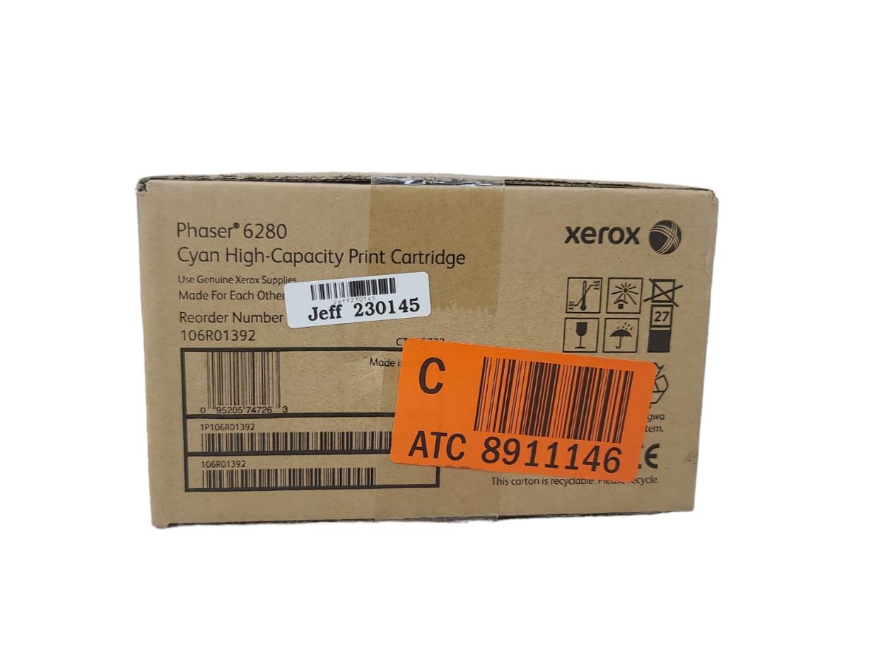 Xerox Phaser 6280 Cyan High-Capacity Print Cartridge 106R01392 New