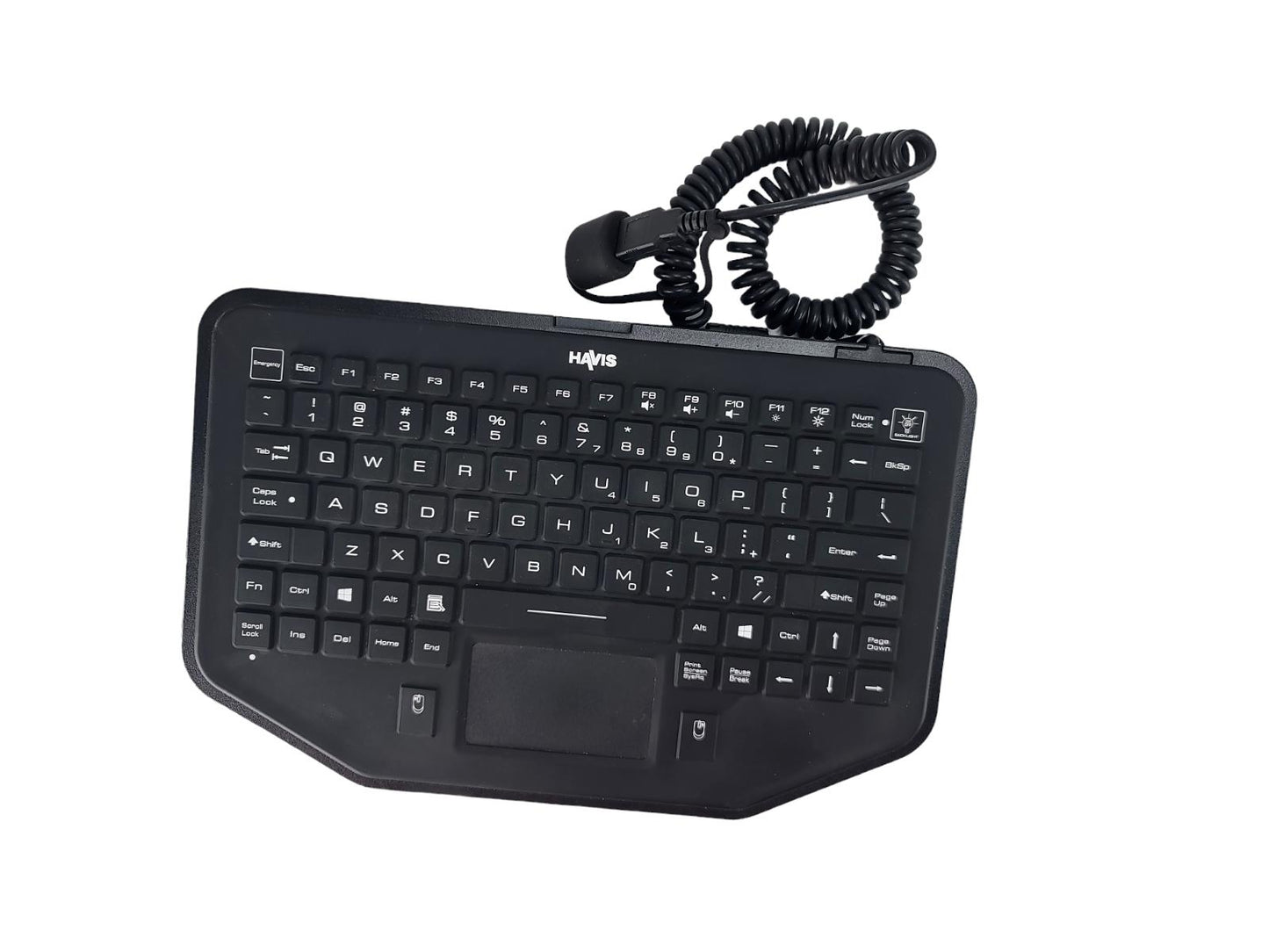 Havis KB-101 Wired USB 86-Key Backlit Rugged Touchpad Keyboard