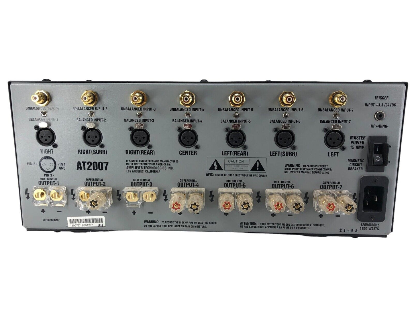 ATI AT2007 7-CHANNEL PURE BALANCE POWER AMPLIFIER