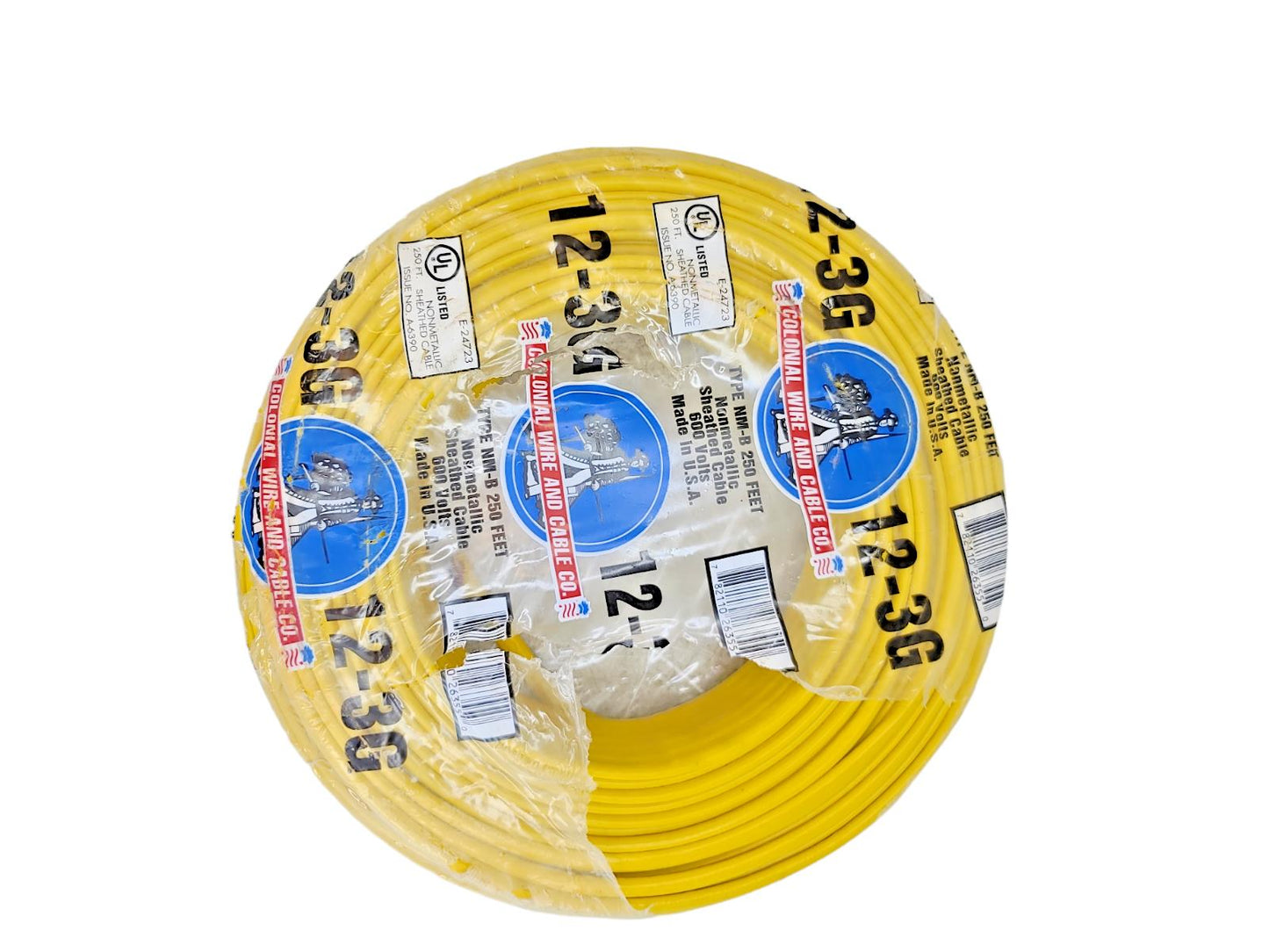 Wire 12-3G 250 Ft. NM-B Indoor Electrical Copper Wire Cable w/ Ground