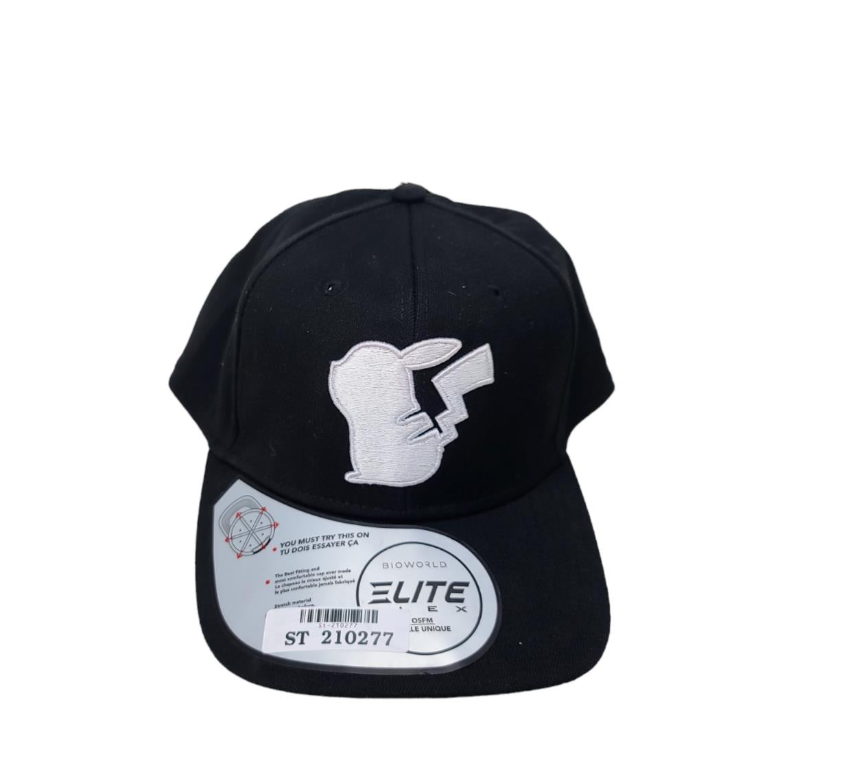 Pokemon Pikachu White Silhouette Snapback Hat Bioworld Elite Flex