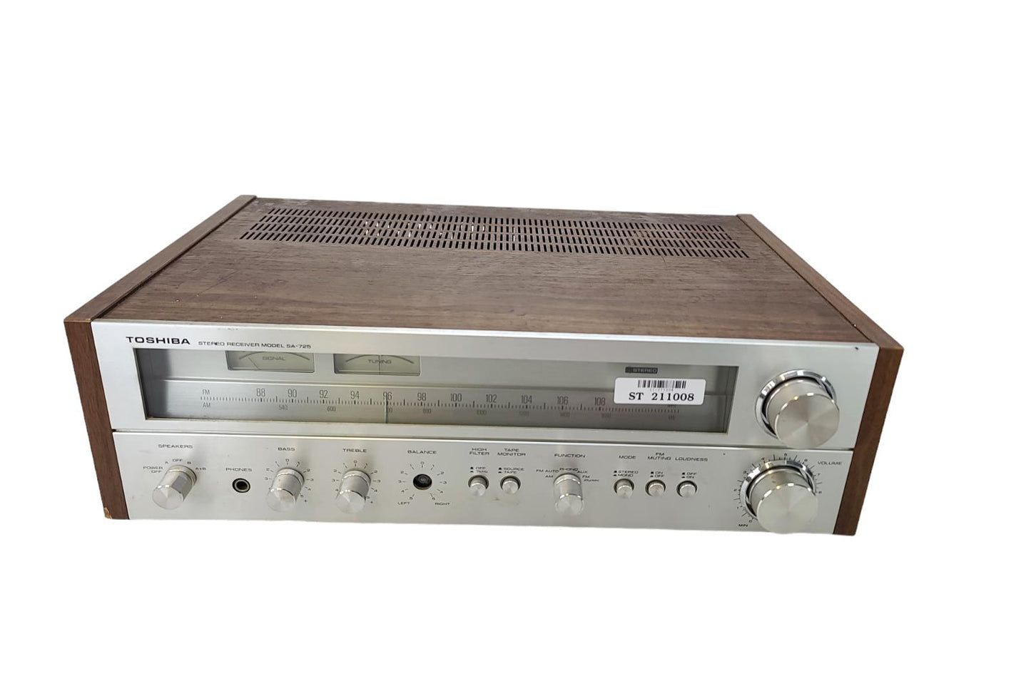 Toshiba  Silver Face Wood Grain AM/FM Stereo Receiver Model SA-725