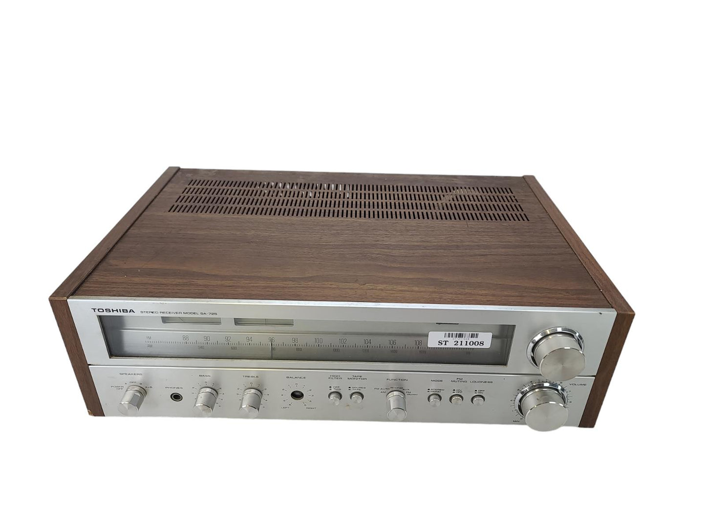 Toshiba  Silver Face Wood Grain AM/FM Stereo Receiver Model SA-725