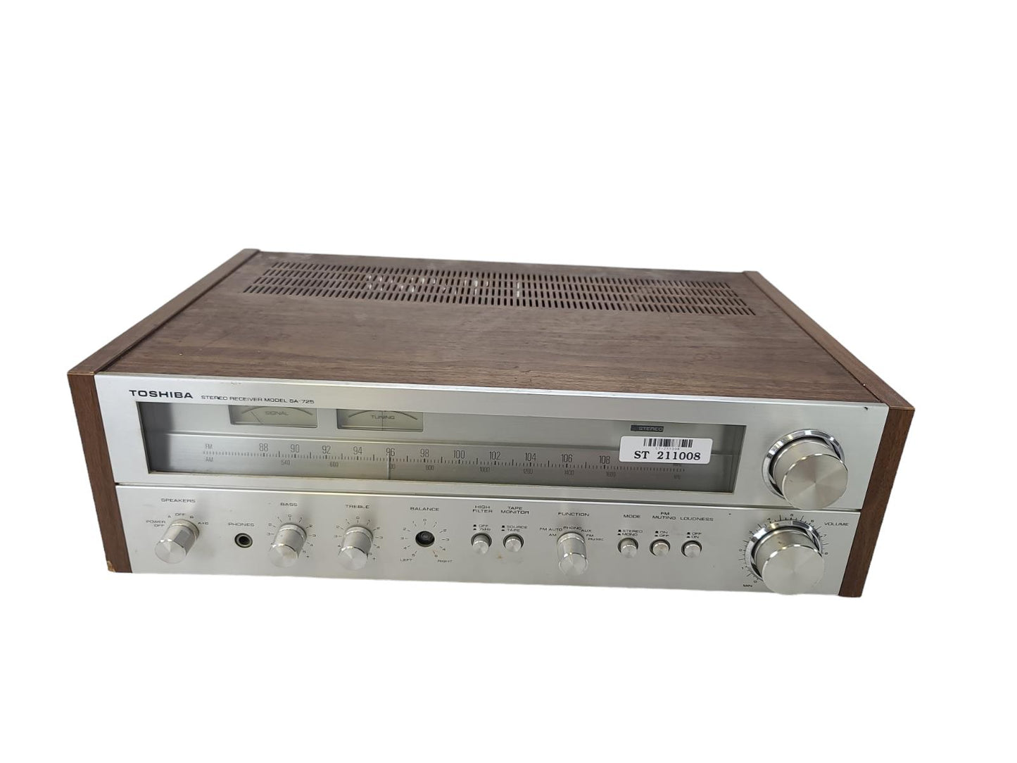 Toshiba  Silver Face Wood Grain AM/FM Stereo Receiver Model SA-725